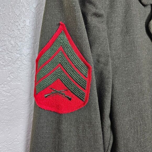 Overcoat Wool Serge Green Men's 38L USMC Marine Core Army Trench Coat Vintage - Picture 4 of 15